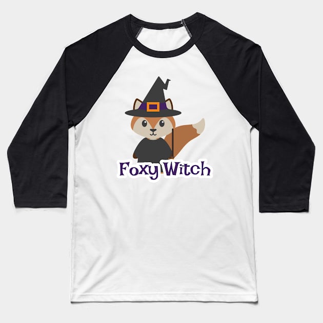 Foxy witch Baseball T-Shirt by Lin Watchorn 